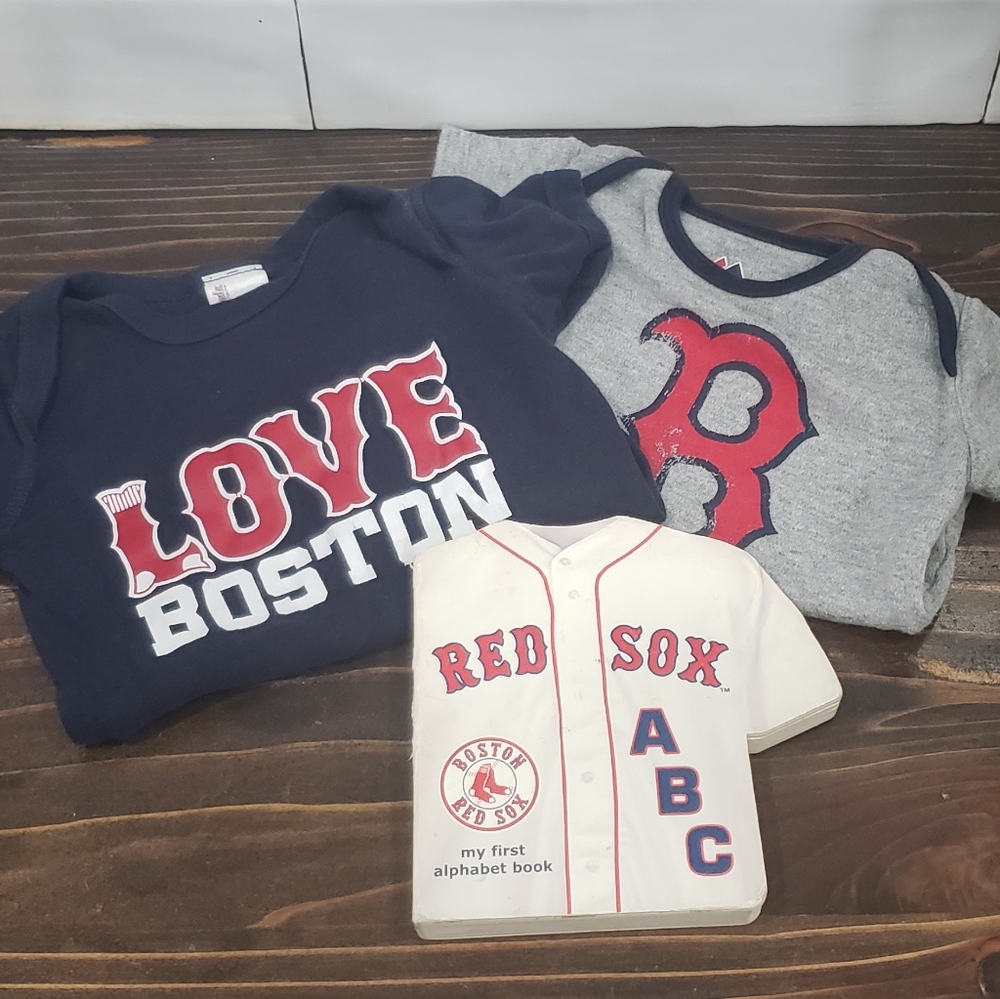 MLB Boston Red Sox Baseball Onesie Bundle w/ ABC Board Book